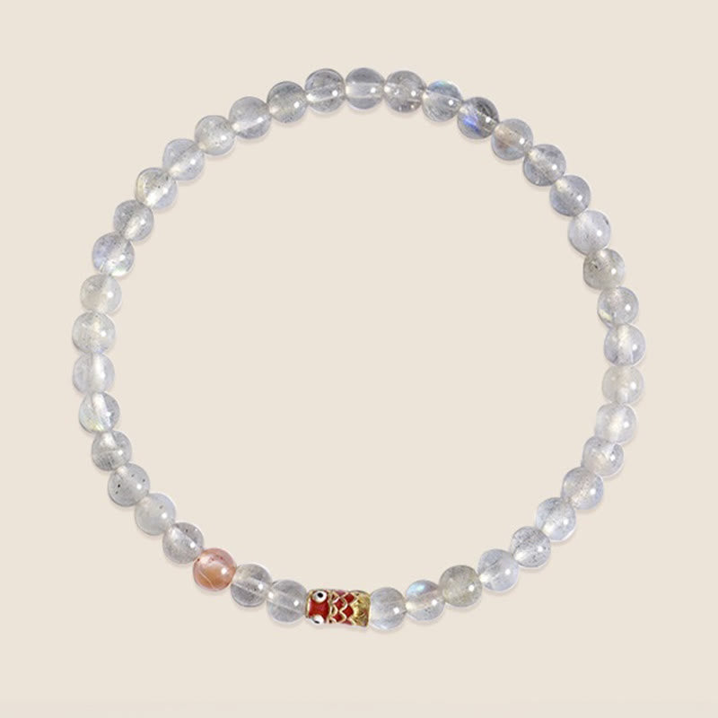Bransoletka lecznicza z Buddha Stones Ultra-cienki kamień księżycowy Koi Fish