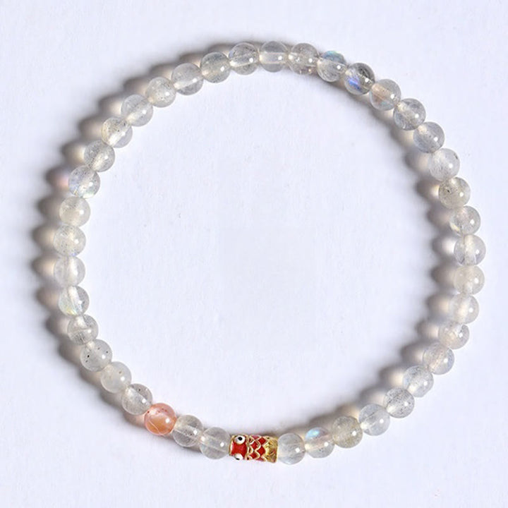 Bransoletka lecznicza z Buddha Stones Ultra-cienki kamień księżycowy Koi Fish