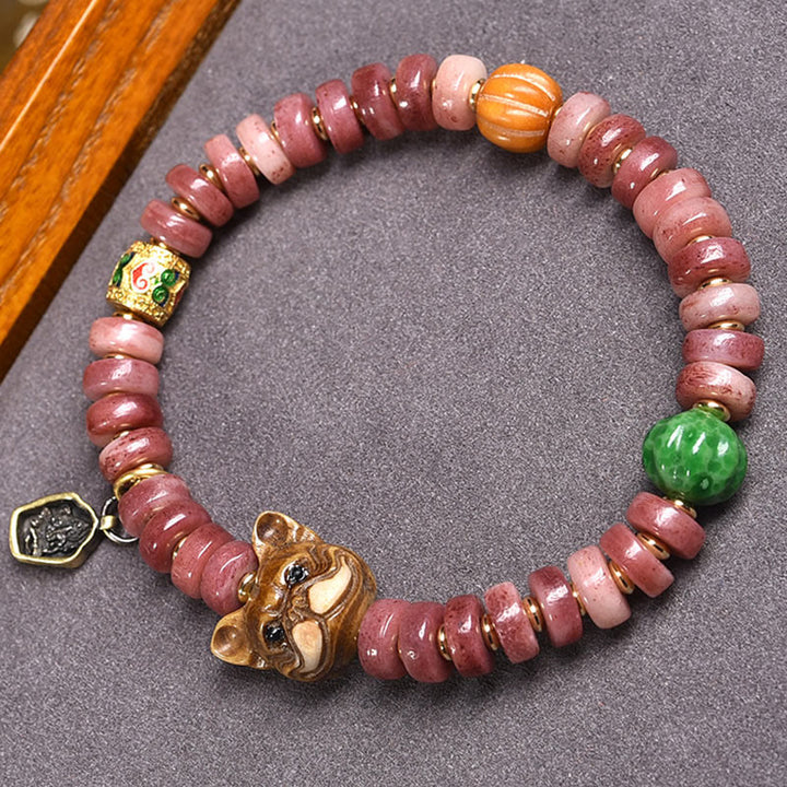 Buddha Stones Naturalne Tybetańskie Wielbłądzie Kość Fioletowe Koraliki Krwi Mops Bransoletka Szczęścia