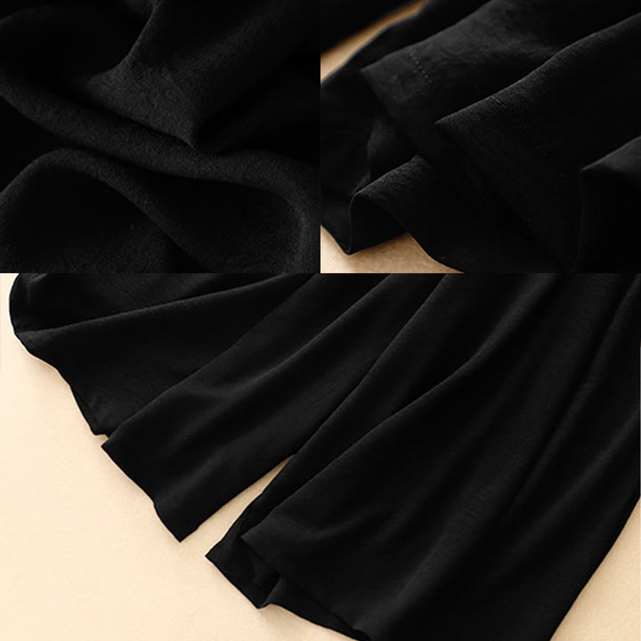 Spodnie damskie z szerokimi nogawkami i kieszeniami, w stylu casualowym i etnicznym, ze ściągaczem i prostym wzorem "Buddha Stones" - image 11