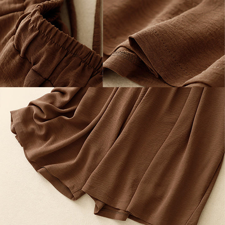 Spodnie damskie z szerokimi nogawkami i kieszeniami, w stylu casualowym i etnicznym, ze ściągaczem i prostym wzorem "Buddha Stones" - image 7