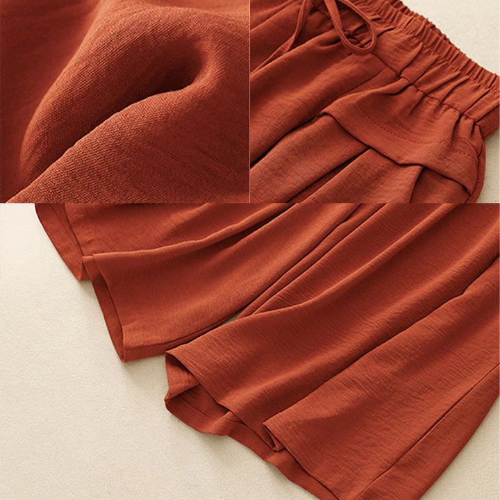 Spodnie damskie z szerokimi nogawkami i kieszeniami, w stylu casualowym i etnicznym, ze ściągaczem i prostym wzorem "Buddha Stones" - image 18