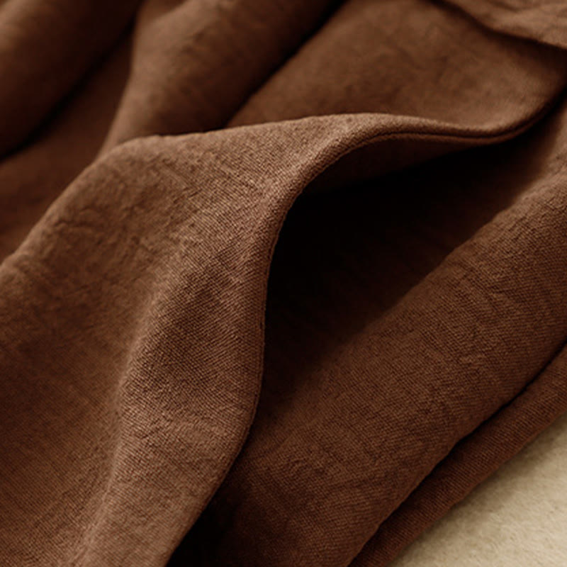 Spodnie damskie z szerokimi nogawkami i kieszeniami, w stylu casualowym i etnicznym, ze ściągaczem i prostym wzorem "Buddha Stones" - image 4