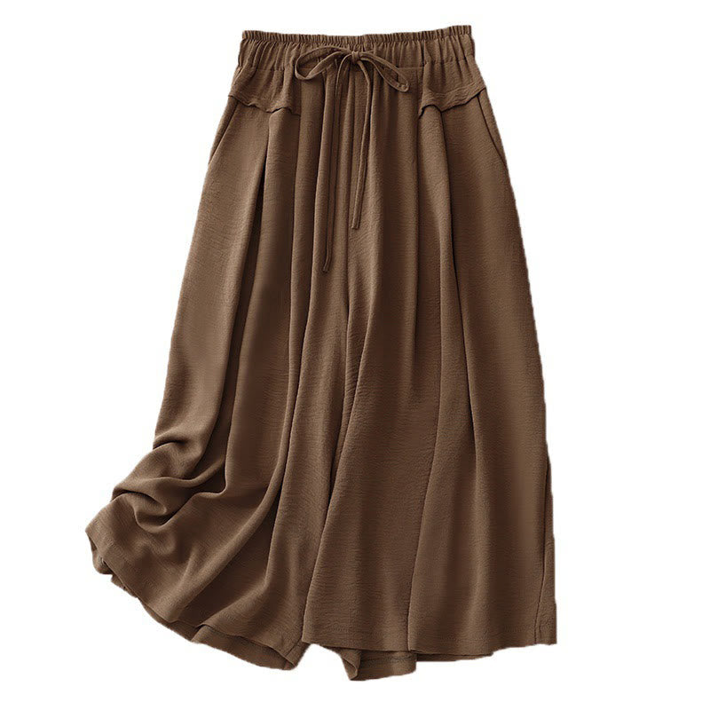 Spodnie damskie z szerokimi nogawkami i kieszeniami, w stylu casualowym i etnicznym, ze ściągaczem i prostym wzorem "Buddha Stones" - image 8