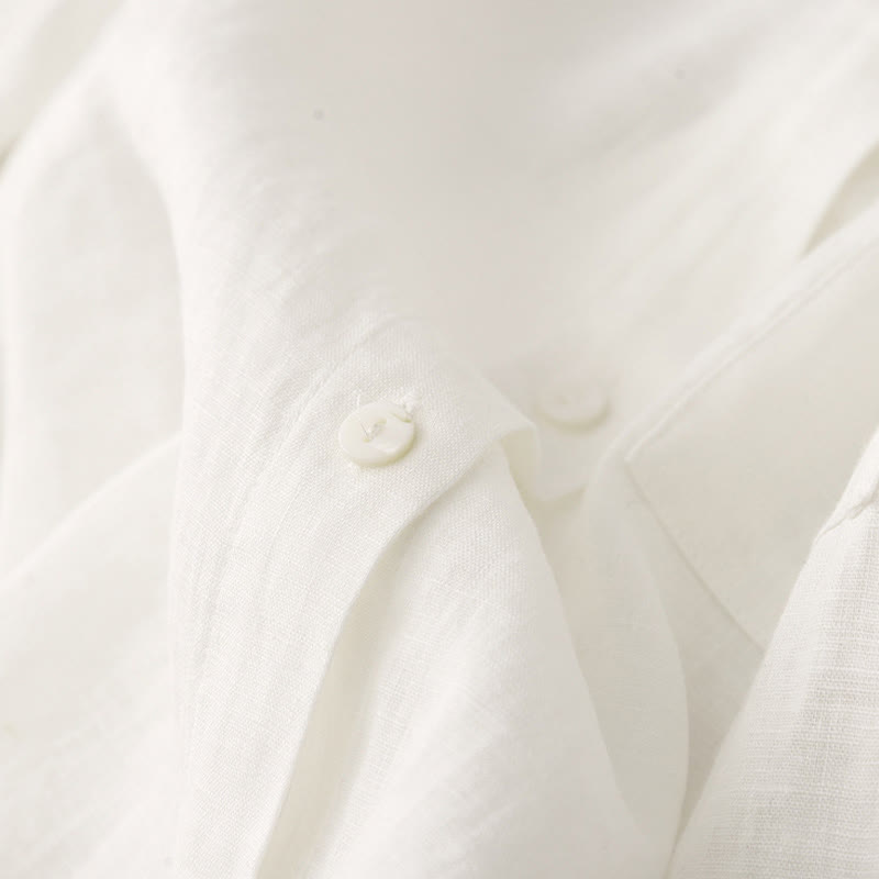 Buddha Stones Lato 2szt. Gładka koszula z długim rękawem Top Kardigan Szorty Medytacja Odzież Damska Zestaw Z Kieszeniami - image 31