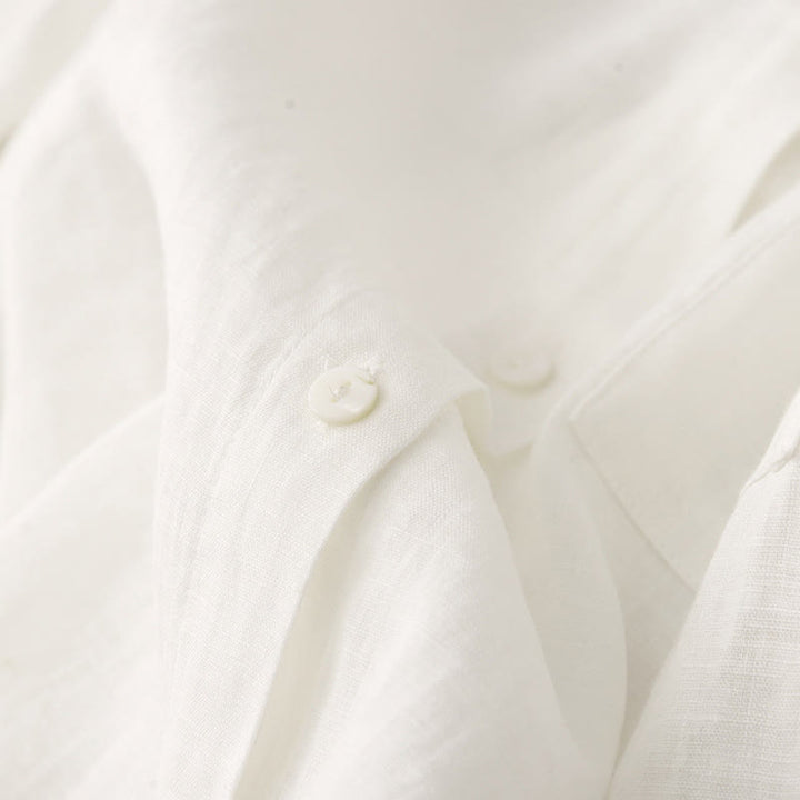 Buddha Stones Lato 2szt. Gładka koszula z długim rękawem Top Kardigan Szorty Medytacja Odzież Damska Zestaw Z Kieszeniami - image 31