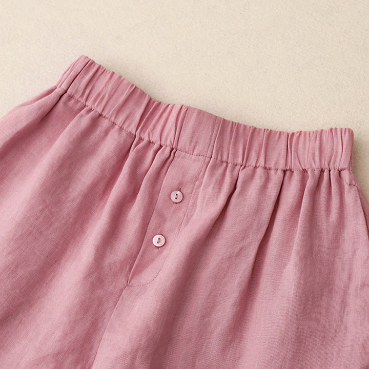 Buddha Stones Lato 2szt. Gładka koszula z długim rękawem Top Kardigan Szorty Medytacja Odzież Damska Zestaw Z Kieszeniami - image 11