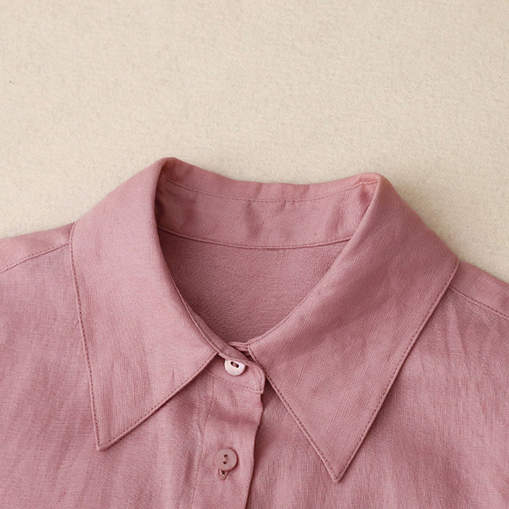 Buddha Stones Lato 2szt. Gładka koszula z długim rękawem Top Kardigan Szorty Medytacja Odzież Damska Zestaw Z Kieszeniami - image 5