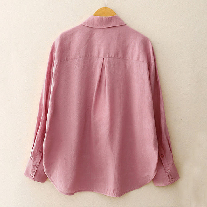 Buddha Stones Lato 2szt. Gładka koszula z długim rękawem Top Kardigan Szorty Medytacja Odzież Damska Zestaw Z Kieszeniami - image 4