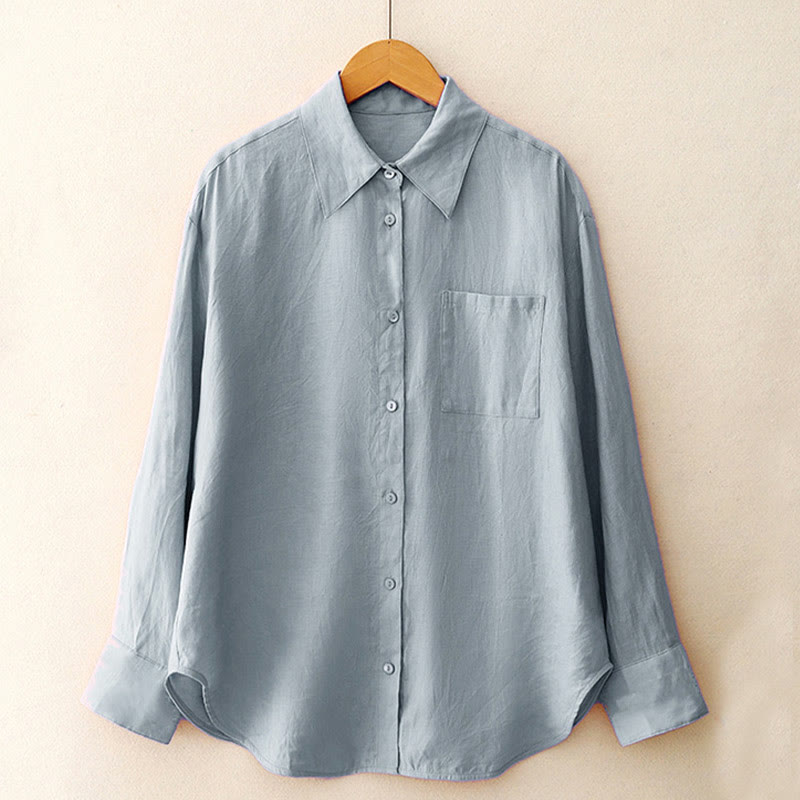 Buddha Stones Lato 2szt. Gładka koszula z długim rękawem Top Kardigan Szorty Medytacja Odzież Damska Zestaw Z Kieszeniami - image 19