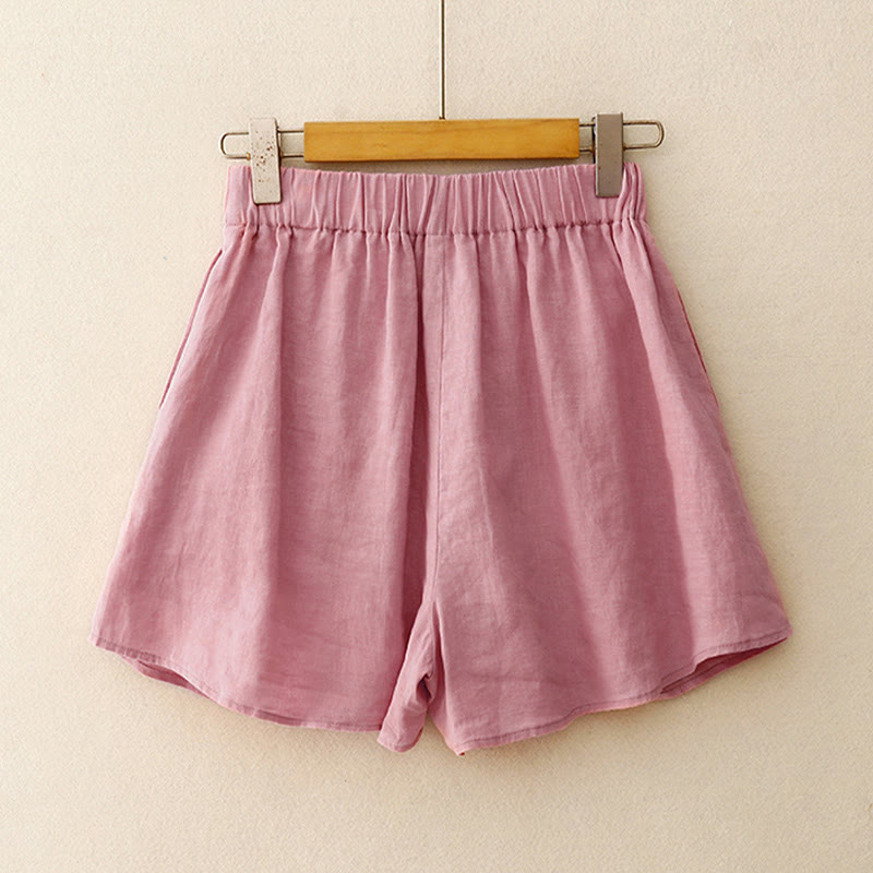 Buddha Stones Lato 2szt. Gładka koszula z długim rękawem Top Kardigan Szorty Medytacja Odzież Damska Zestaw Z Kieszeniami - image 9