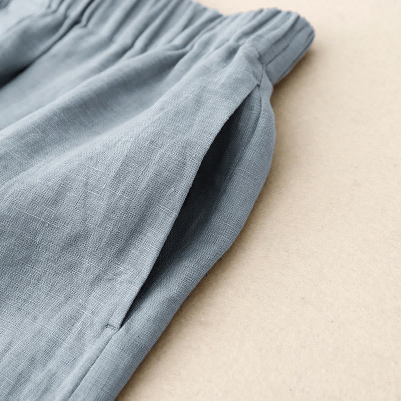 Buddha Stones Lato 2szt. Gładka koszula z długim rękawem Top Kardigan Szorty Medytacja Odzież Damska Zestaw Z Kieszeniami - image 26