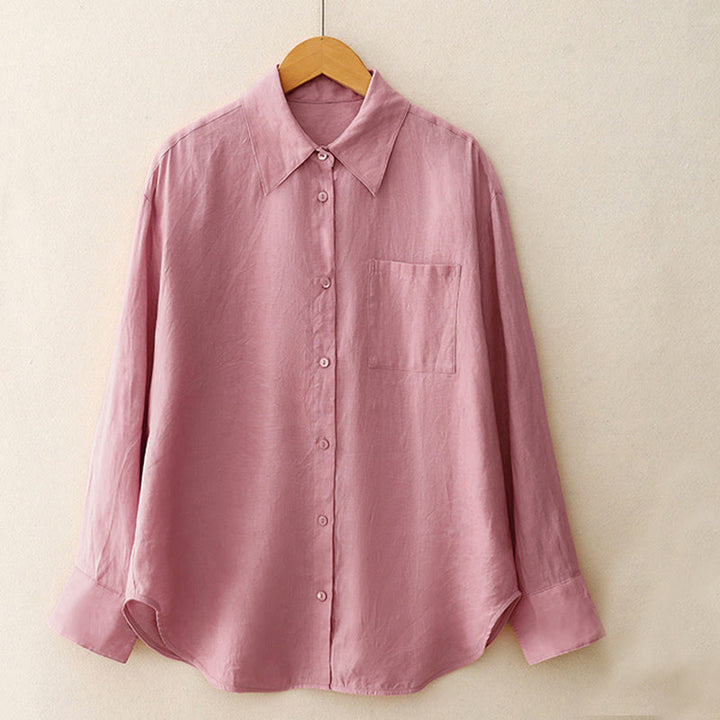 Buddha Stones Lato 2szt. Gładka koszula z długim rękawem Top Kardigan Szorty Medytacja Odzież Damska Zestaw Z Kieszeniami - image 3