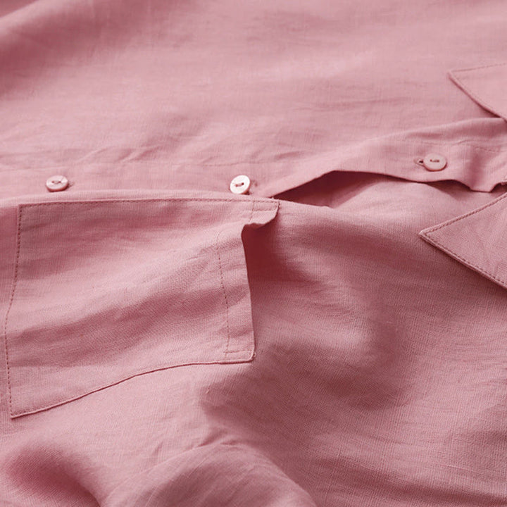 Buddha Stones Lato 2szt. Gładka koszula z długim rękawem Top Kardigan Szorty Medytacja Odzież Damska Zestaw Z Kieszeniami - image 7