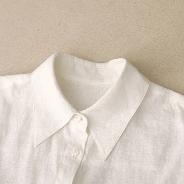 Buddha Stones Lato 2szt. Gładka koszula z długim rękawem Top Kardigan Szorty Medytacja Odzież Damska Zestaw Z Kieszeniami - image 30