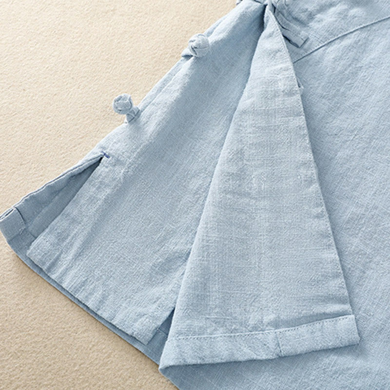 Buddha Stones Casual Plain Slant Stand Collar Collar Kolorowy Żabkowy Guzik Tang Suit Damska Bawełniana Lniana Koszula z Rękawem Trzy Czwarte Kardigan - image 23