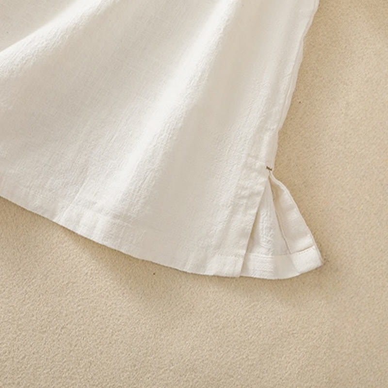 Buddha Stones Casual Plain Slant Stand Collar Collar Kolorowy Żabkowy Guzik Tang Suit Damska Bawełniana Lniana Koszula z Rękawem Trzy Czwarte Kardigan - image 13