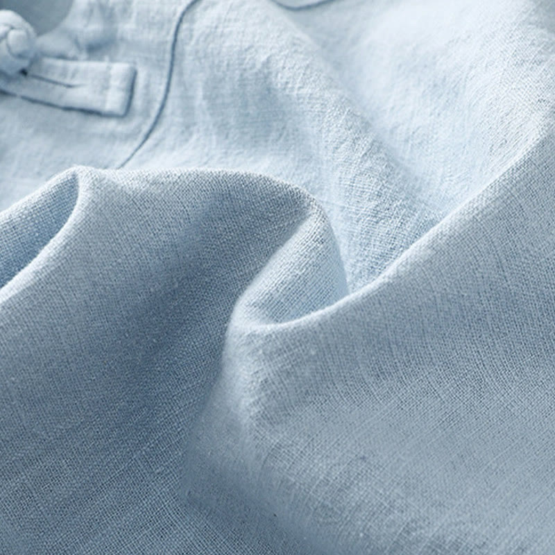 Buddha Stones Casual Plain Slant Stand Collar Collar Kolorowy Żabkowy Guzik Tang Suit Damska Bawełniana Lniana Koszula z Rękawem Trzy Czwarte Kardigan - image 22