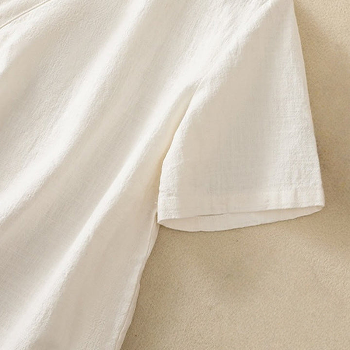 Buddha Stones Casual Plain Slant Stand Collar Collar Kolorowy Żabkowy Guzik Tang Suit Damska Bawełniana Lniana Koszula z Rękawem Trzy Czwarte Kardigan - image 12