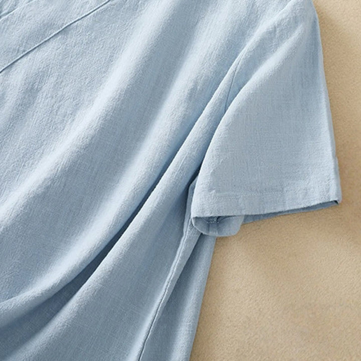 Buddha Stones Casual Plain Slant Stand Collar Collar Kolorowy Żabkowy Guzik Tang Suit Damska Bawełniana Lniana Koszula z Rękawem Trzy Czwarte Kardigan - image 20