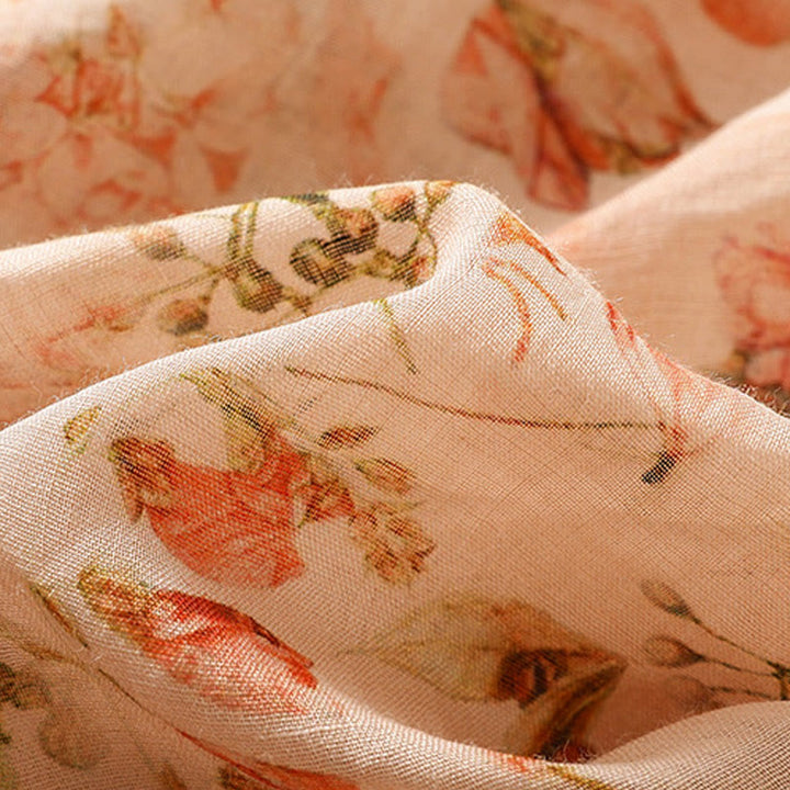 Koszula damska z długim rękawem z bawełny i lnu z nadrukiem w Buddha Stones na lato i swobodnym nadrukiem z żabą i guzikami