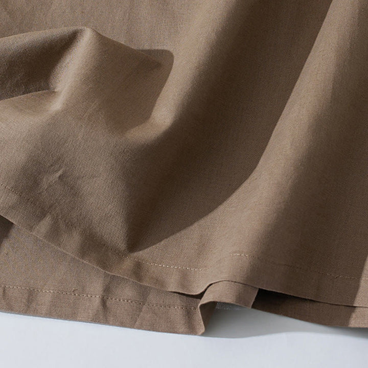 Sukienka midi z krótkim rękawem z bawełny Buddha Stones w jednolitym kolorze, z krótkim rękawem i kieszeniami - image 15