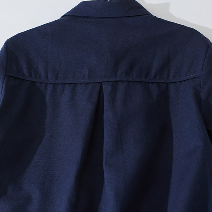 Sukienka midi z krótkim rękawem z bawełny Buddha Stones w jednolitym kolorze, z krótkim rękawem i kieszeniami - image 19