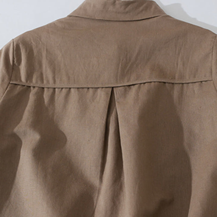 Sukienka midi z krótkim rękawem z bawełny Buddha Stones w jednolitym kolorze, z krótkim rękawem i kieszeniami - image 12