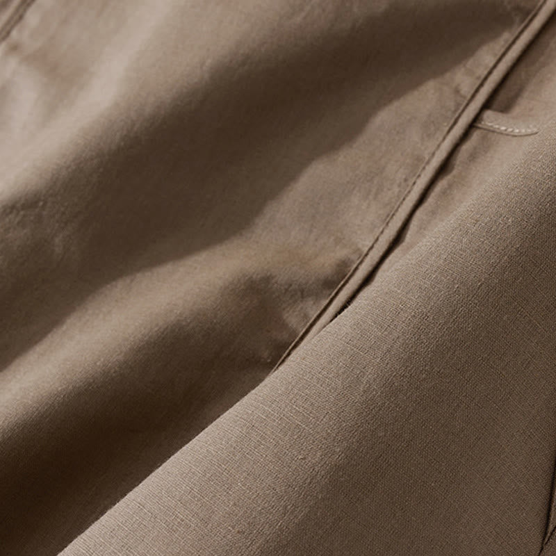 Sukienka midi z krótkim rękawem z bawełny Buddha Stones w jednolitym kolorze, z krótkim rękawem i kieszeniami - image 13