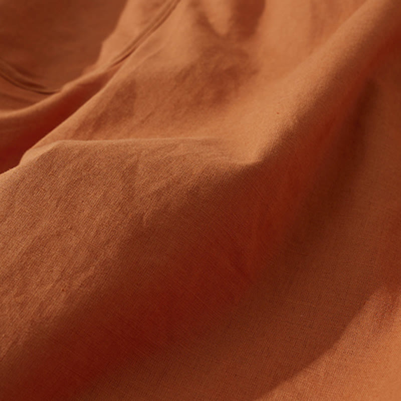 Sukienka midi z krótkim rękawem z bawełny Buddha Stones w jednolitym kolorze, z krótkim rękawem i kieszeniami - image 7