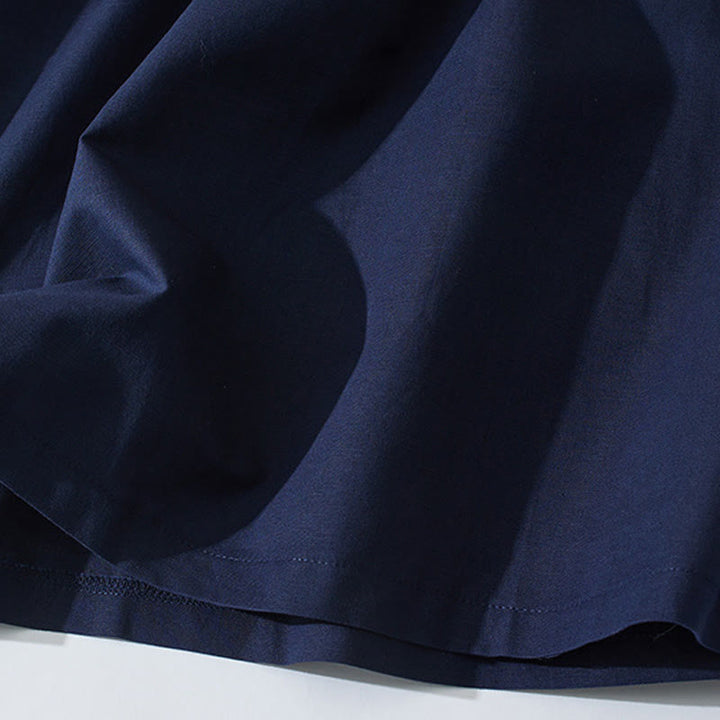 Sukienka midi z krótkim rękawem z bawełny Buddha Stones w jednolitym kolorze, z krótkim rękawem i kieszeniami - image 23