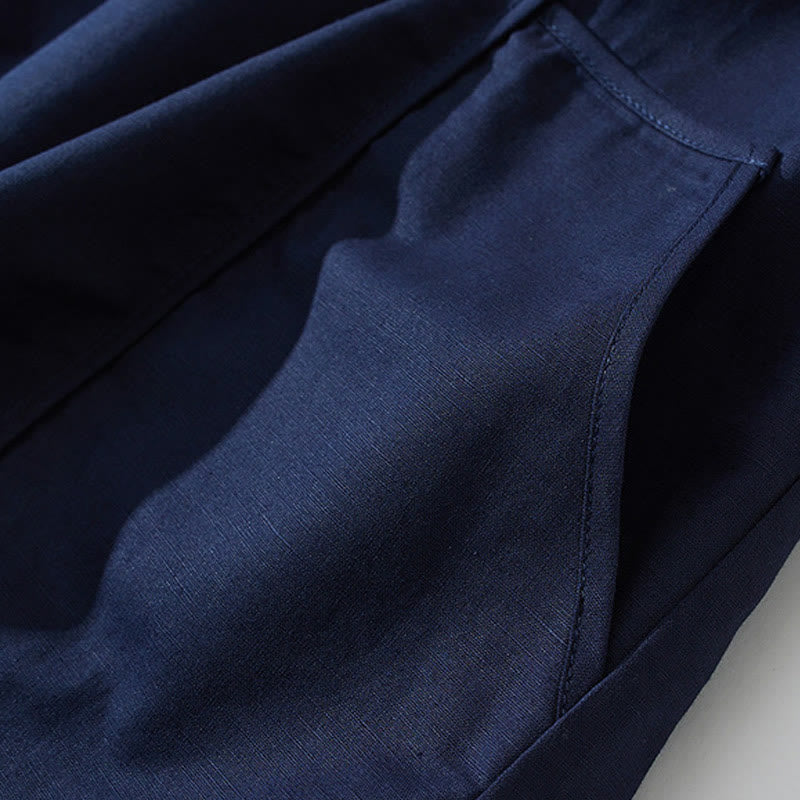 Sukienka midi z krótkim rękawem z bawełny Buddha Stones w jednolitym kolorze, z krótkim rękawem i kieszeniami - image 22