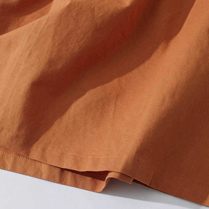 Sukienka midi z krótkim rękawem z bawełny Buddha Stones w jednolitym kolorze, z krótkim rękawem i kieszeniami - image 8