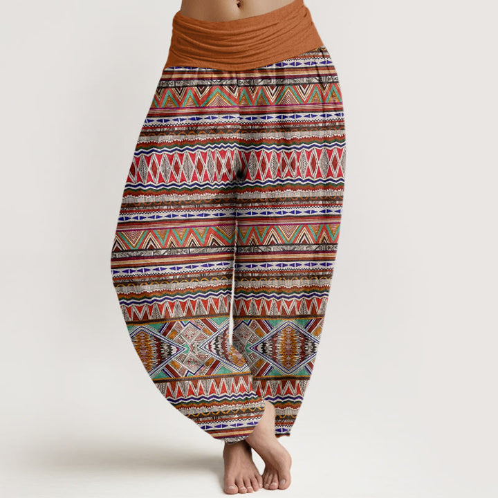 Buddha Stones Casual Tribal Style Geometryczny Wzór Damskie Elastyczne Spodnie Harem - Peru - US22, UK/AU26, EU54 (6XL) - image 1