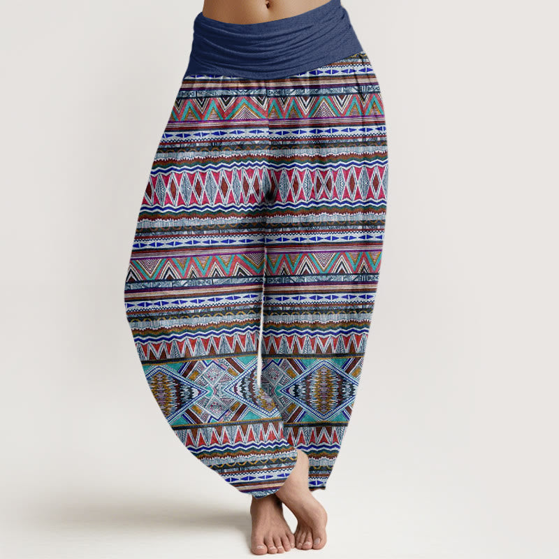 Buddha Stones Casual Tribal Style Geometryczny Wzór Damskie Elastyczne Spodnie Harem - RoyalBlue - US22, UK/AU26, EU54 (6XL) - image 8