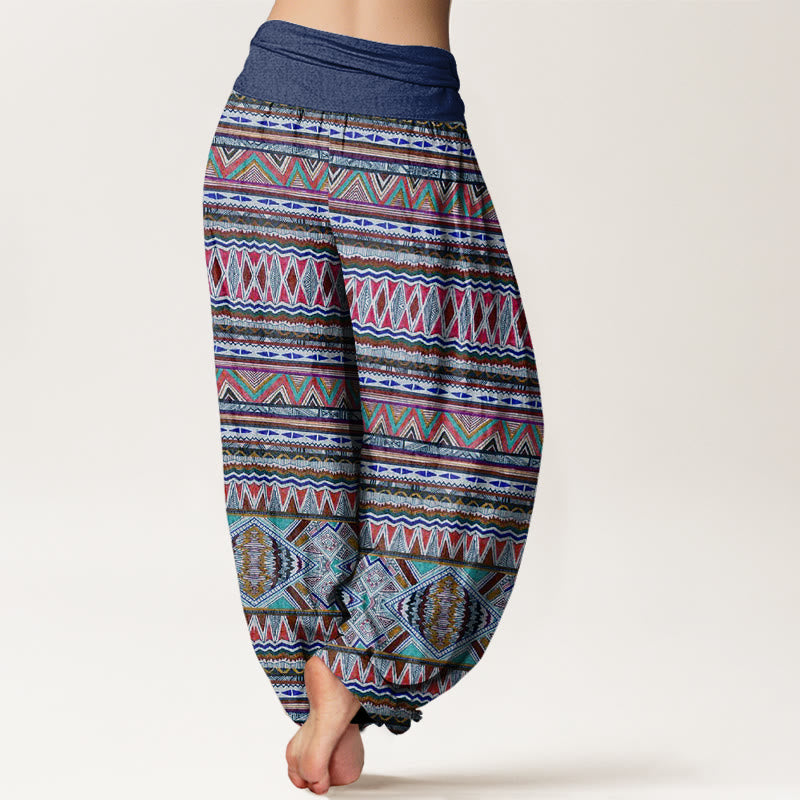 Buddha Stones Casual Tribal Style Geometryczny Wzór Damskie Elastyczne Spodnie Harem - image 10