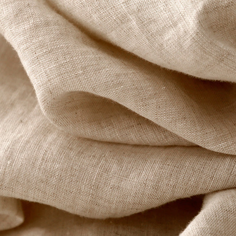 Buddha Stones Casual Artystyczny Jednolity Kolor Prosty Design Wysoki Stan Krótki Rękaw Bawełna Lniana Sukienka Midi Z Kieszeniami - image 6