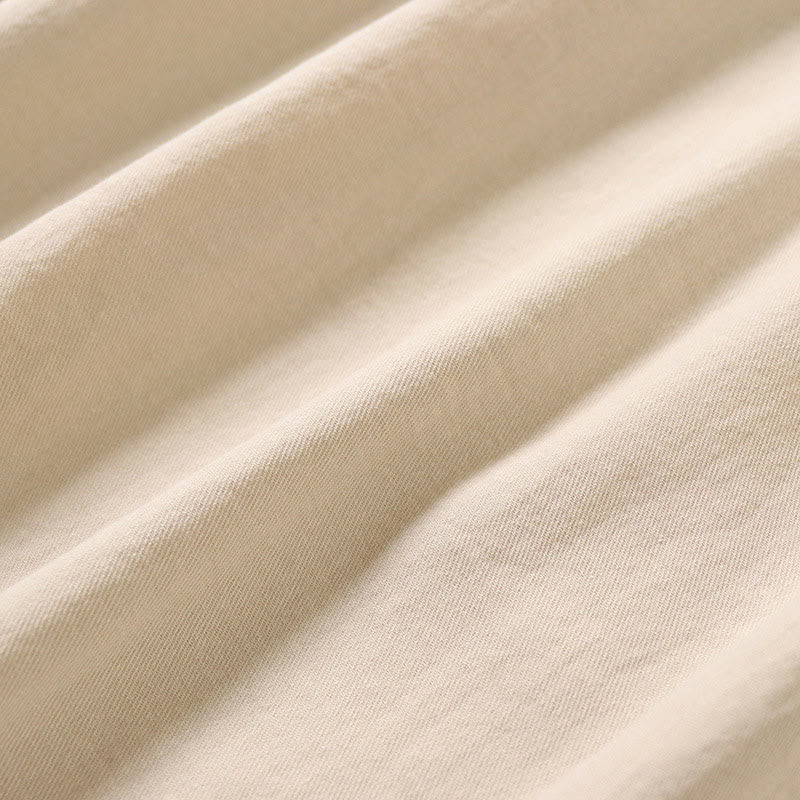 Buddha Stones Casual Artystyczny Geometryczny Haft Guziki Przód Długa Latarnia Rękaw Bawełna Len Midi Sukienka - image 18