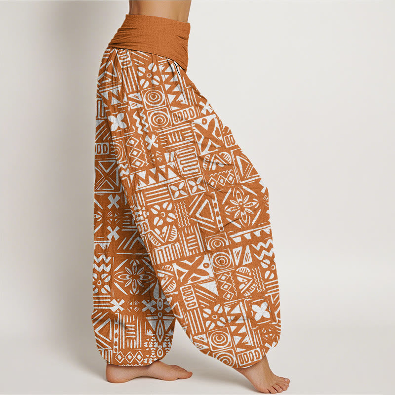 Buddha Stones Casual Tribal-inspirowane Geometryczny Wzór Damskie Spodnie Harem Elastyczna Talia - image 2