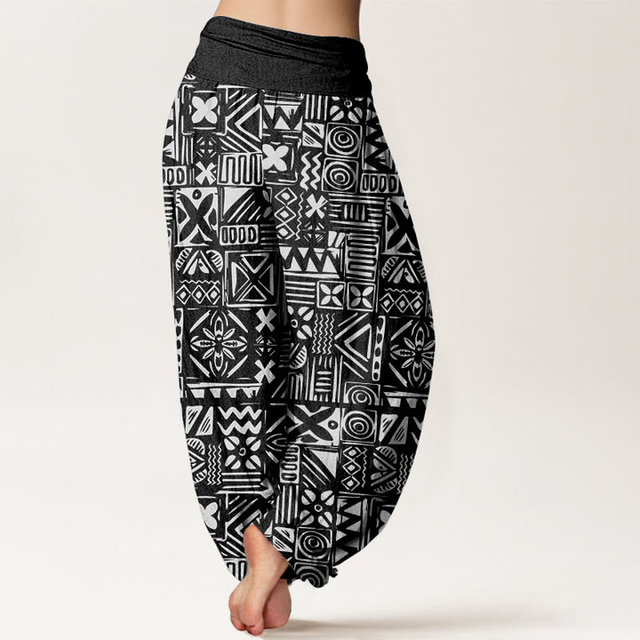 Buddha Stones Casual Tribal-inspirowane Geometryczny Wzór Damskie Spodnie Harem Elastyczna Talia - image 7