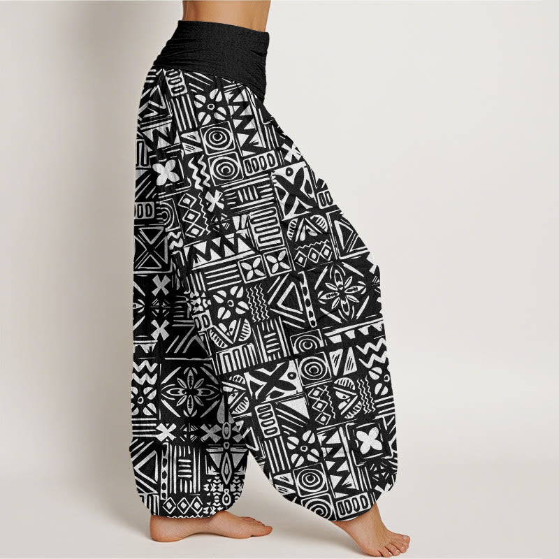 Buddha Stones Casual Tribal-inspirowane Geometryczny Wzór Damskie Spodnie Harem Elastyczna Talia - image 6