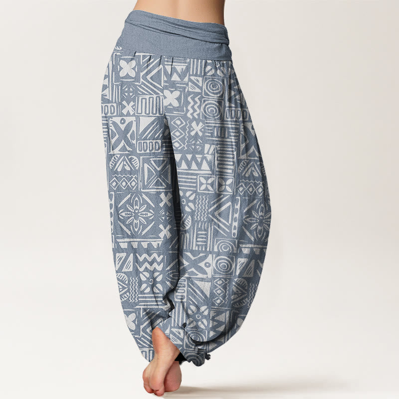 Buddha Stones Casual Tribal-inspirowane Geometryczny Wzór Damskie Spodnie Harem Elastyczna Talia - image 10