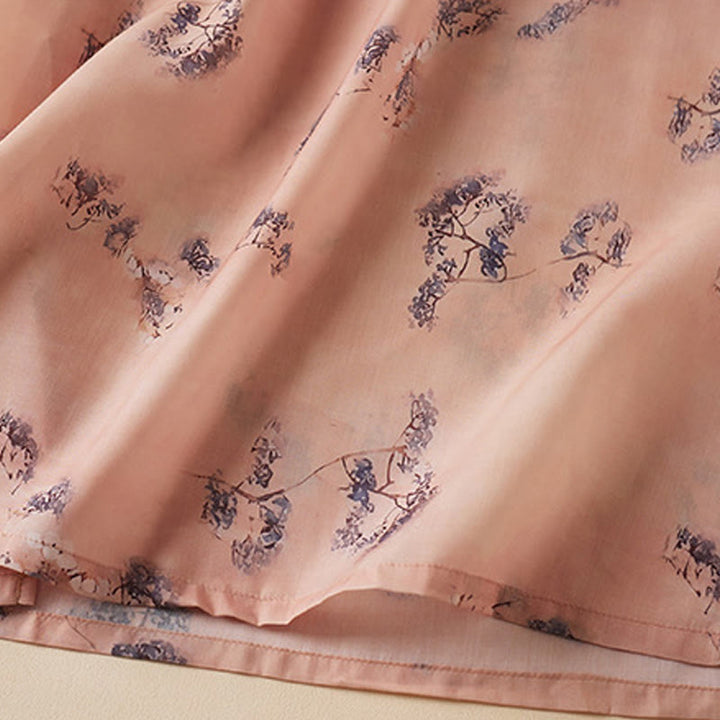 Buddha Stones Letni Vintage Druk Kwiatowy Ukośny Guzik Stójka Kołnierz Projekt Pół Rękaw Bawełna Cheongsam Sukienka Midi Z Kieszeniami - image 6