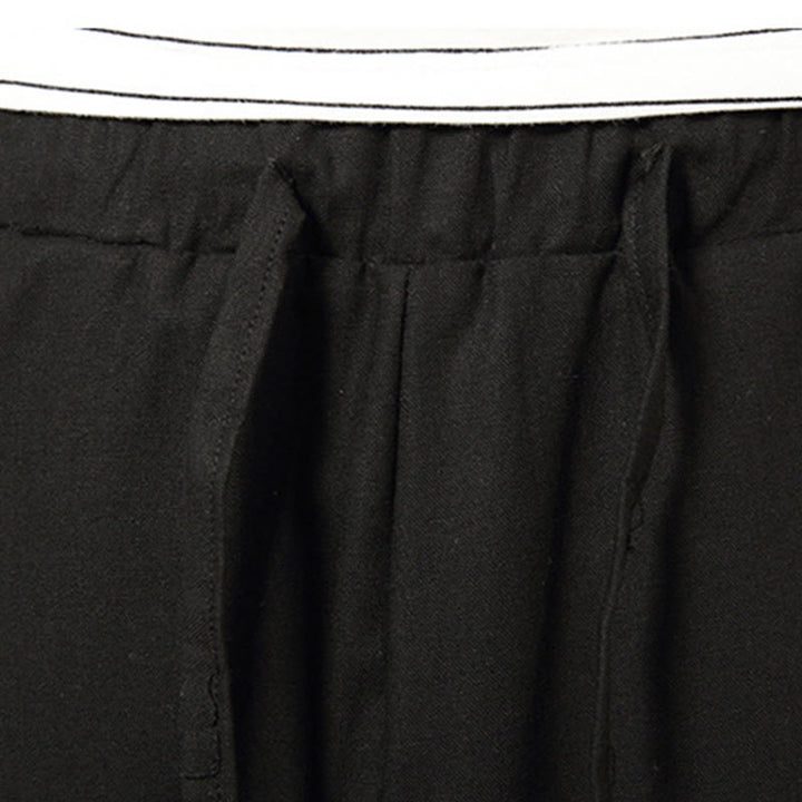 Buddha Stones Wiosna Prosty Prosty Patchworkowy Wzór Ściągacz Bawełna Len Męskie Spodnie Szerokie Nogawki 7-8 Długość Z Kieszeniami - image 22