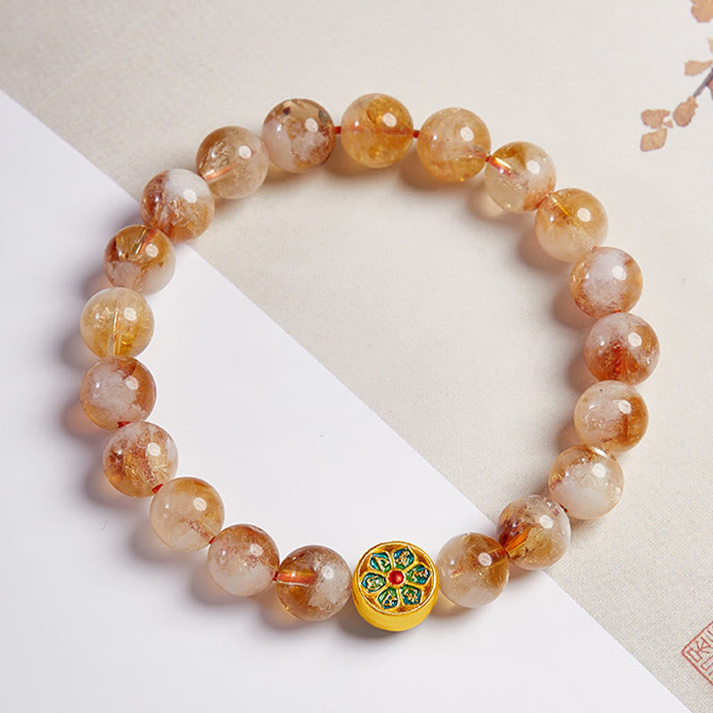 Bransoletka ochronna Buddha Stones z 999 srebra próby 925 z cytrynem Om Mani Padme Hum - image 3