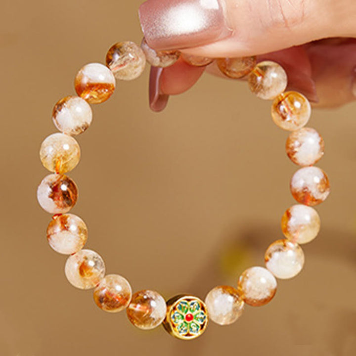 Bransoletka ochronna Buddha Stones z 999 srebra próby 925 z cytrynem Om Mani Padme Hum - image 2
