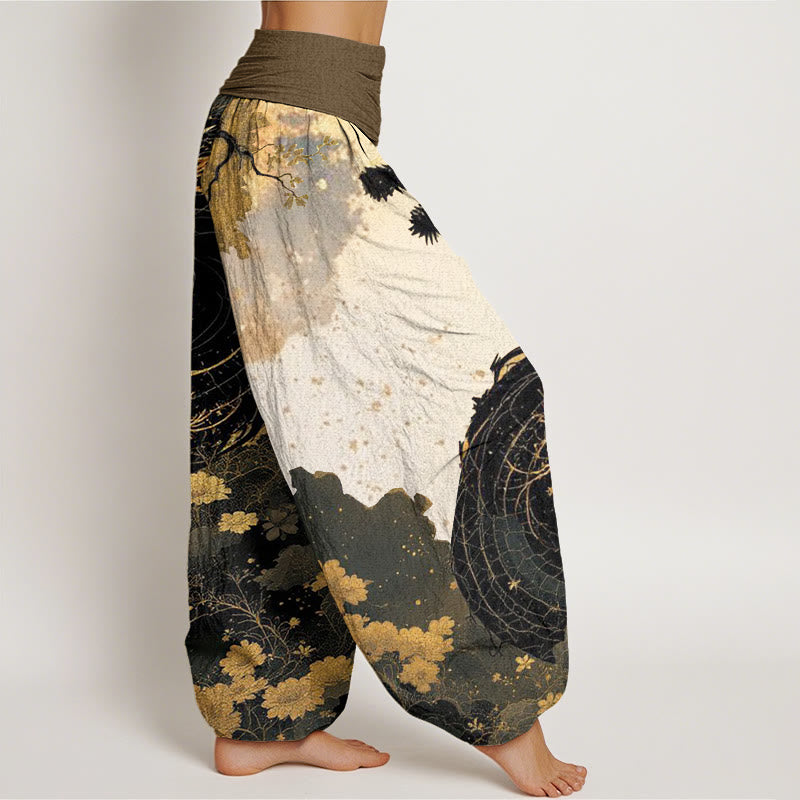 Buddha Stones Casual Dragon Ancient Tree Pattern Damskie spodnie haremowe z elastyczną talią - image 2