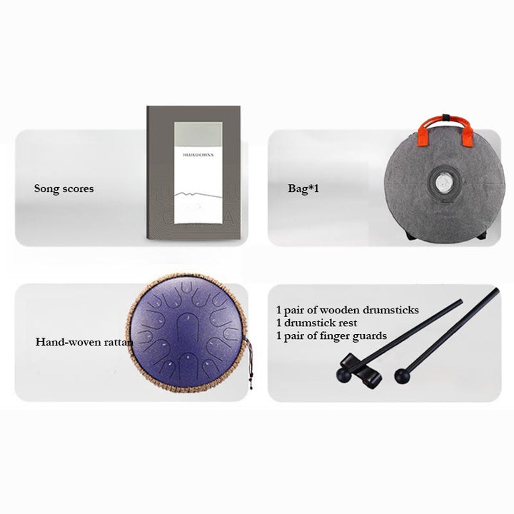 Bęben językowy ze stali Buddha Stones , dźwięk uzdrawiający, medytacja uważności, zestaw perkusyjny, 15 nut, 14-calowy instrument perkusyjny - image 7