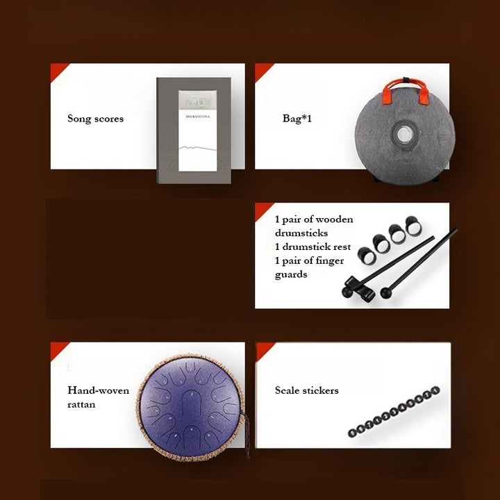 Bęben językowy ze stali Buddha Stones , dźwięk uzdrawiający, medytacja uważności, zestaw perkusyjny, 15 nut, 14-calowy instrument perkusyjny