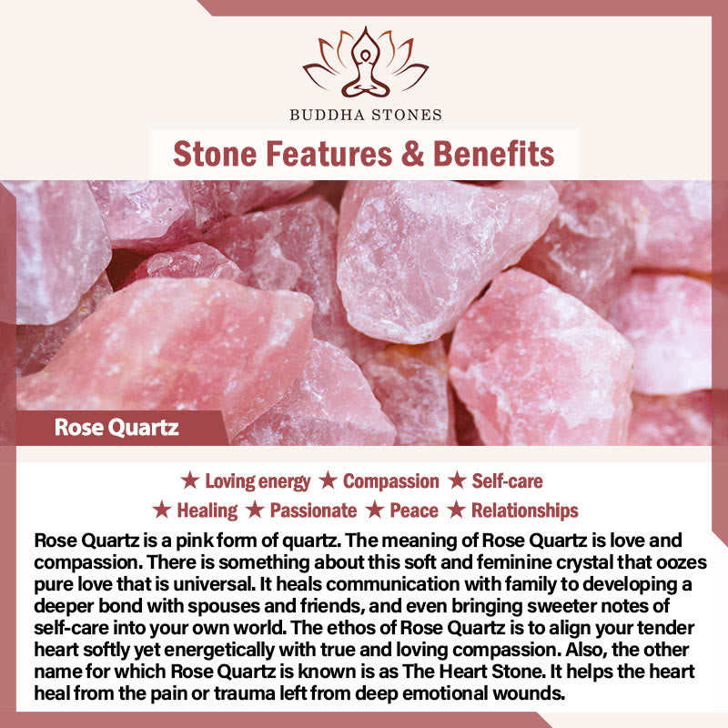 Buddha Stones 925 Srebro Sterling Ręcznie Robiony Naturalny Kwarc Różowy Kochający Energię Regulowany Pierścień